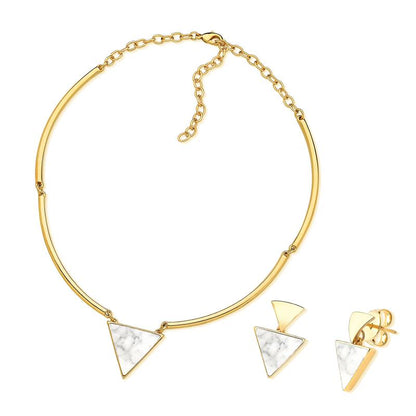Conjunto Brilhato Pedras Naturais Brasileiras — Folheado a Ouro