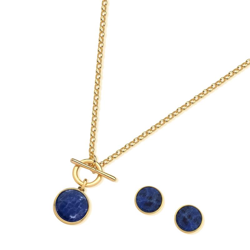 Conjunto Possebon Folheado a Ouro - Pedra Natural