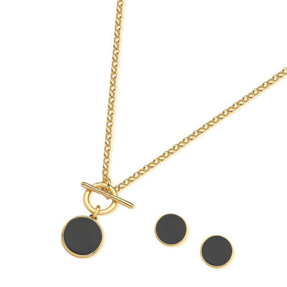 Conjunto Possebon Folheado a Ouro - Pedra Natural