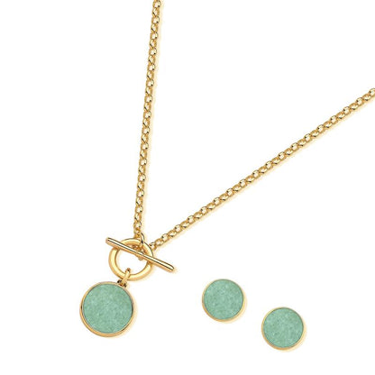 Conjunto Possebon Folheado a Ouro - Pedra Natural