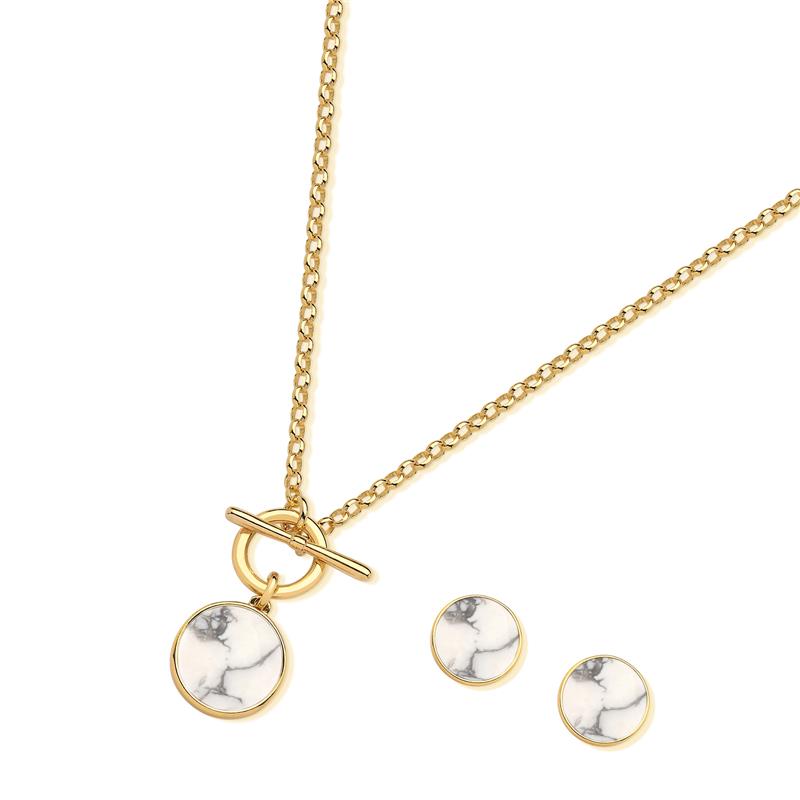 Conjunto Possebon Folheado a Ouro - Pedra Natural