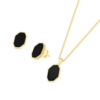 Conjunto Brilhato Pedras Naturais Brasileiras — Folheado a Ouro