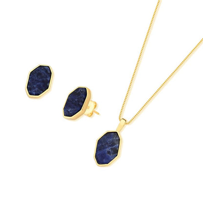 Conjunto Brilhato Pedras Naturais Brasileiras — Folheado a Ouro