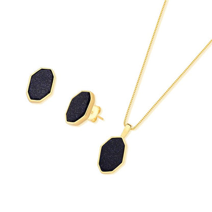 Conjunto Brilhato Pedras Naturais Brasileiras — Folheado a Ouro