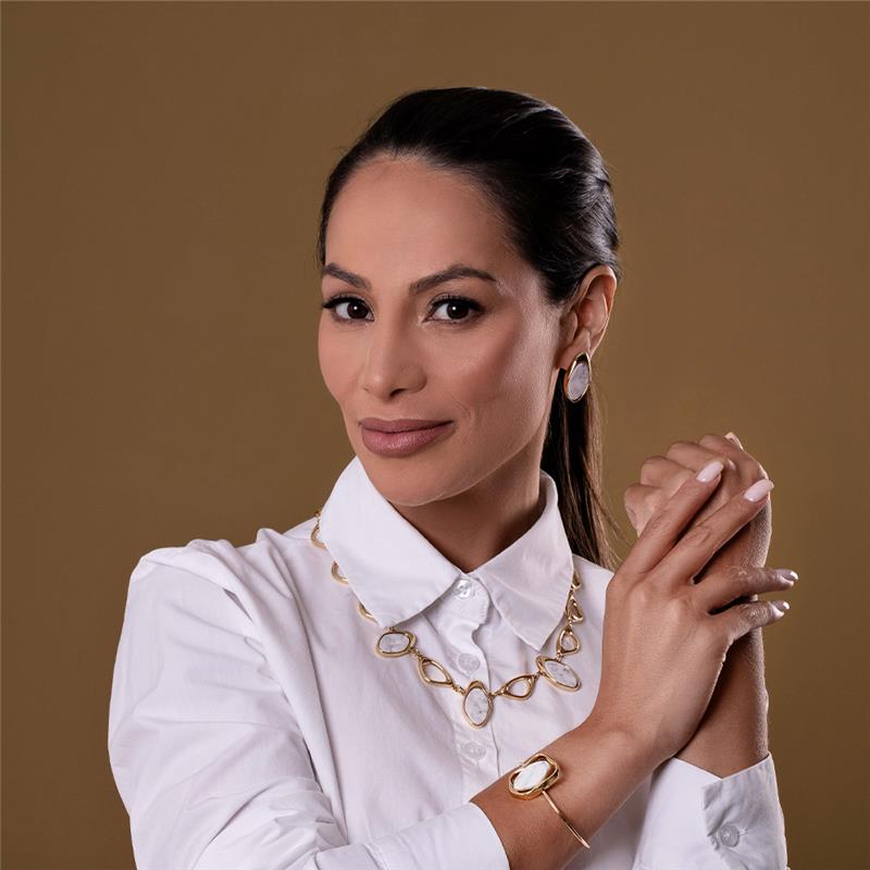 Conjunto feminino Geométrica com pedras naturais