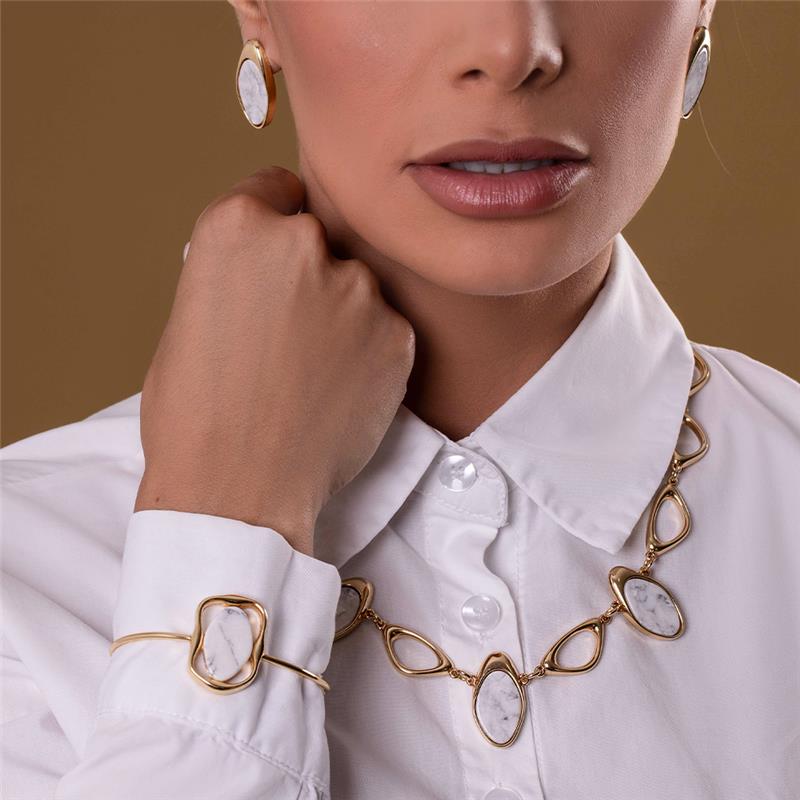Conjunto Brilhato coleção Geométrica folheado a ouro