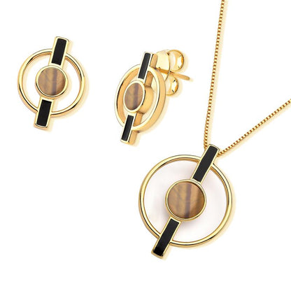 Conjunto Brilhato Pedras Naturais Brasileiras — Folheado a Ouro