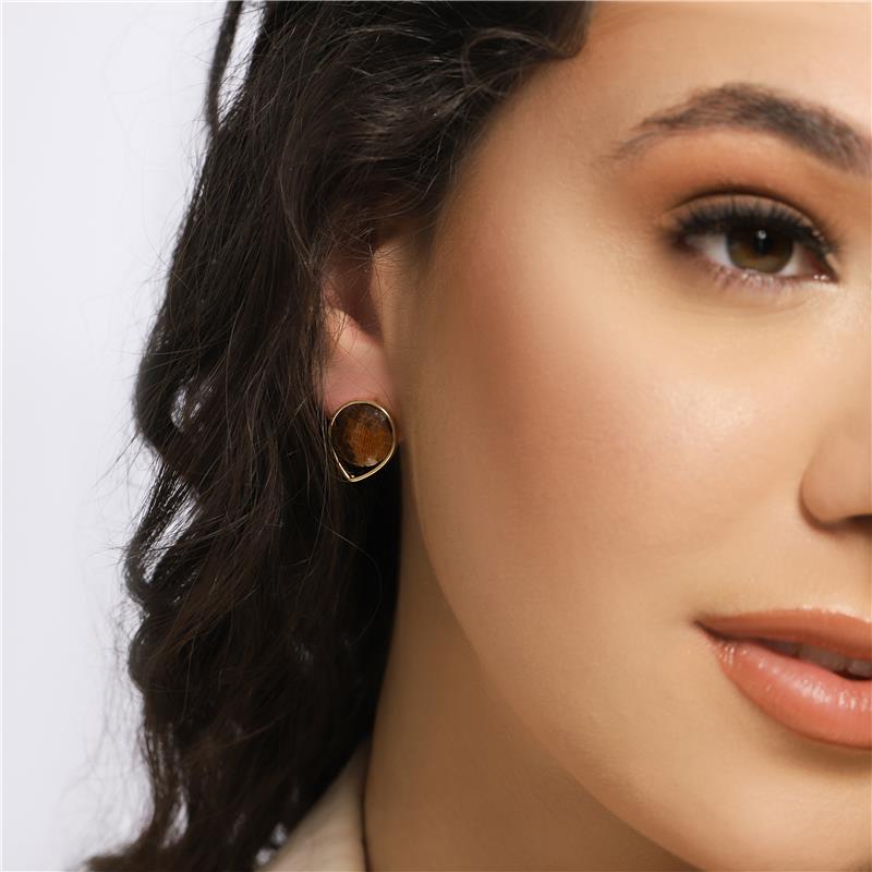 Conjunto Brilhato Pedras Naturais Brasileiras — Folheado a Ouro