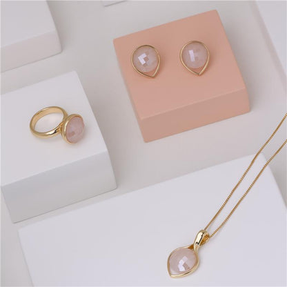 Conjunto Brilhato Pedras Naturais Brasileiras — Folheado a Ouro