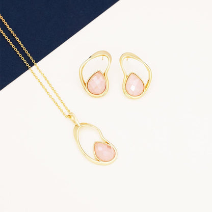 Conjunto Brilhato Pedras Naturais Brasileiras — Folheado a Ouro