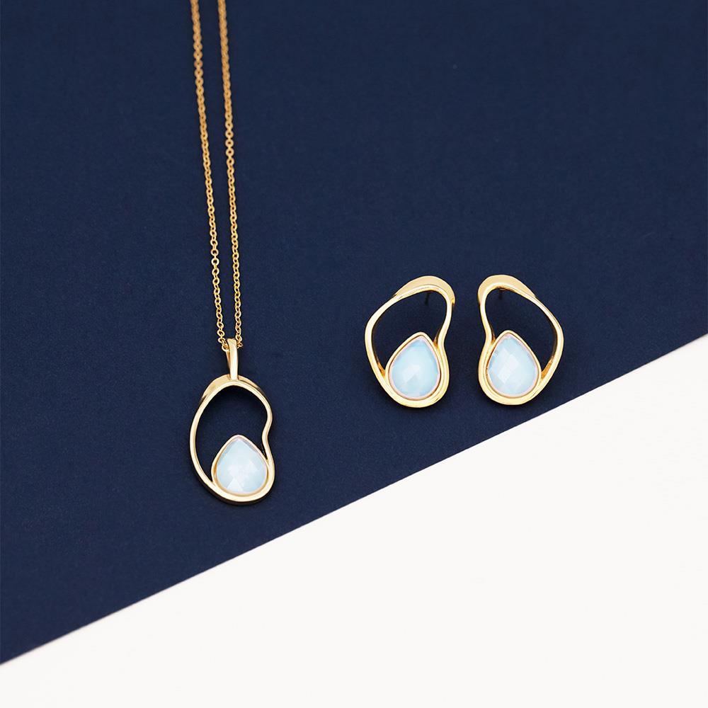 Conjunto Brilhato Pedras Naturais Brasileiras — Folheado a Ouro