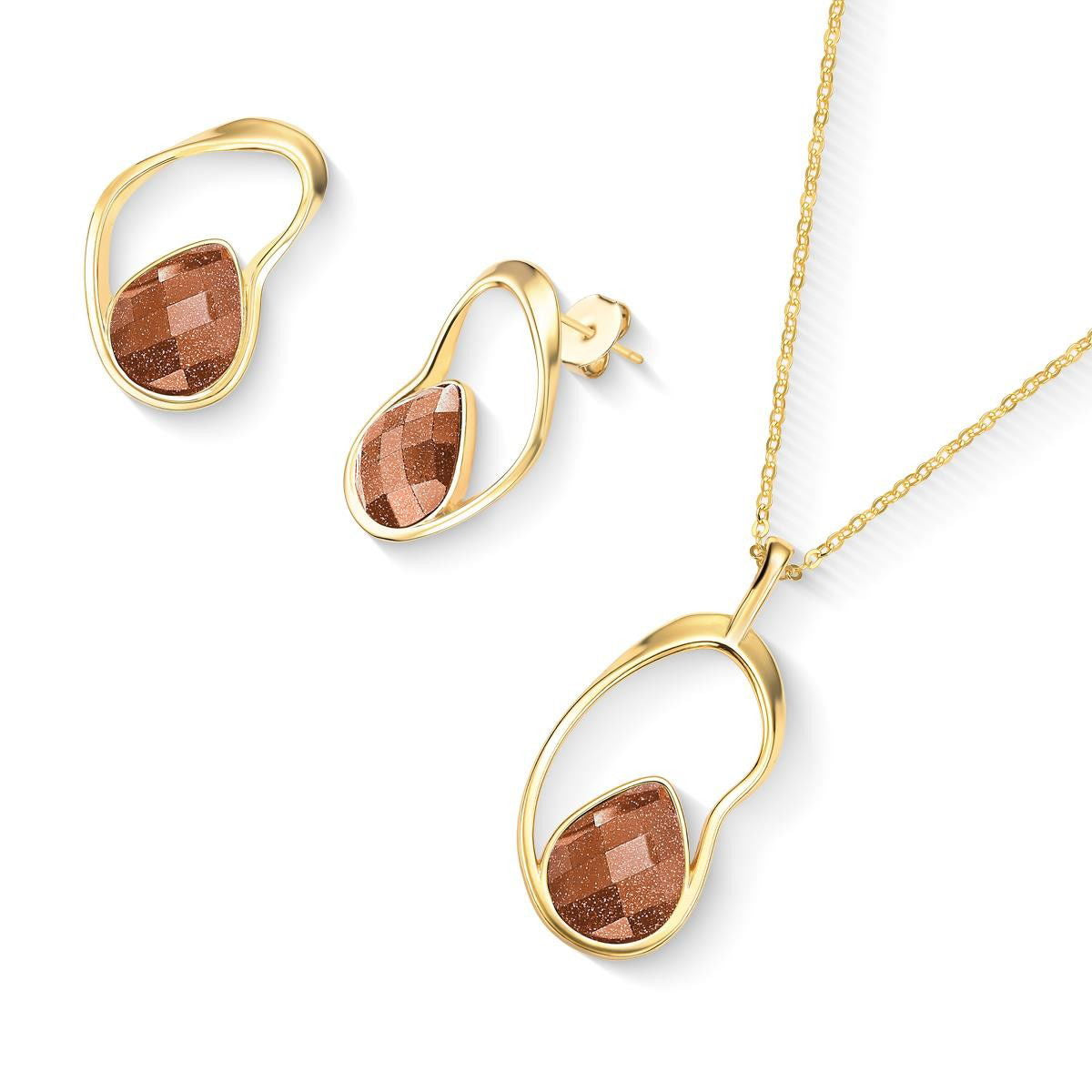 CONJUNTO FOLHEADO A OURO