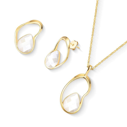 Conjunto Brilhato Pedras Naturais Brasileiras — Folheado a Ouro