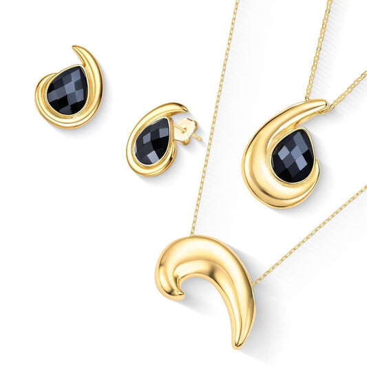 Conjunto Brilhato Pedras Naturais Brasileiras — Folheado a Ouro