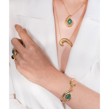 Conjunto Brilhato Pedras Naturais Brasileiras — Folheado a Ouro