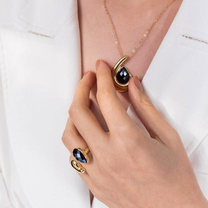 Conjunto Brilhato Pedras Naturais Brasileiras — Folheado a Ouro