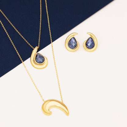 Conjunto Brilhato Pedras Naturais Brasileiras — Folheado a Ouro