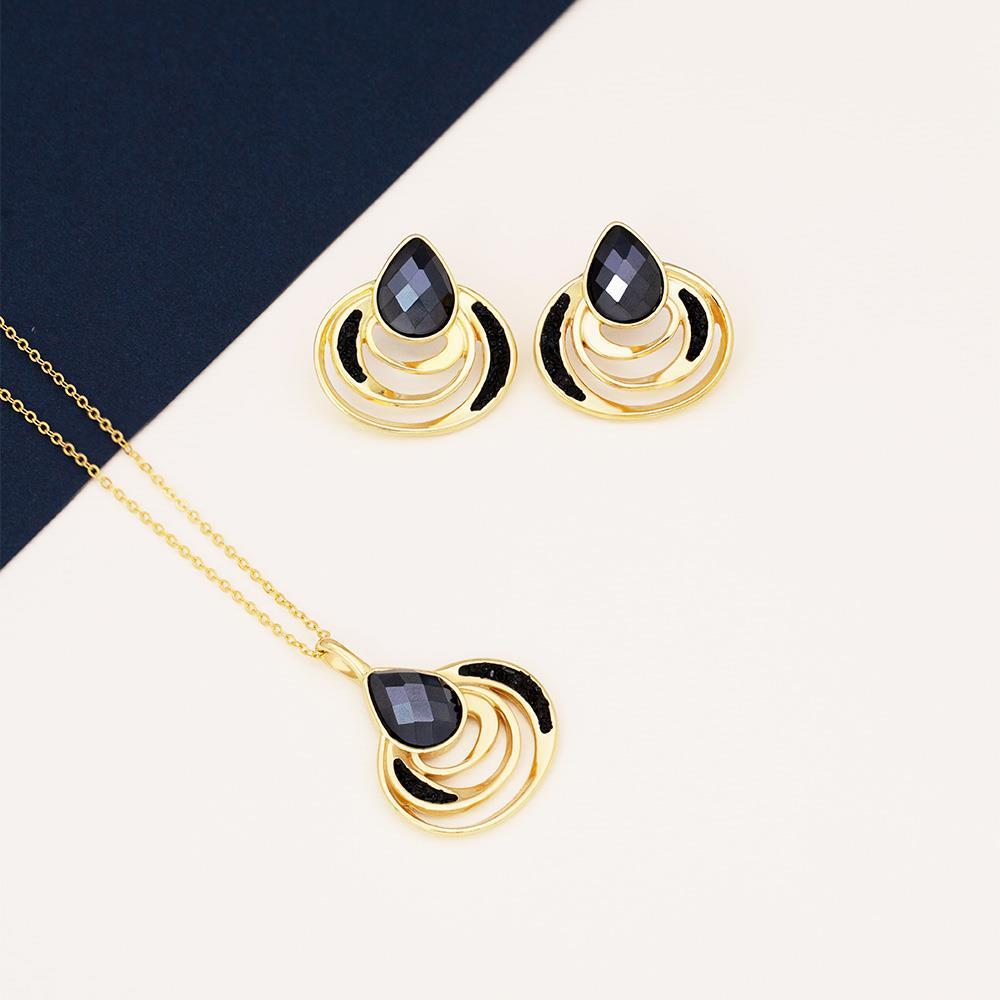 Conjunto Brilhato Pedras Naturais Brasileiras — Folheado a Ouro