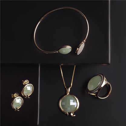 Conjunto Brilhato Pedras Naturais Brasileiras — Folheado a Ouro