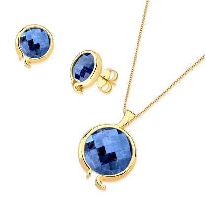 Conjunto Brilhato Pedras Naturais Brasileiras — Folheado a Ouro