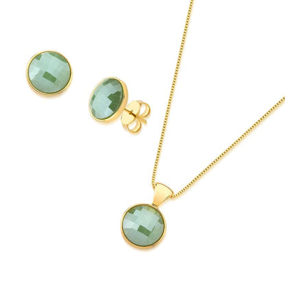 Conjunto Brilhato Pedras Naturais Brasileiras — Folheado a Ouro