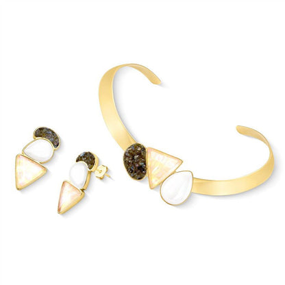 CONJUNTO FOLHEADO A OURO