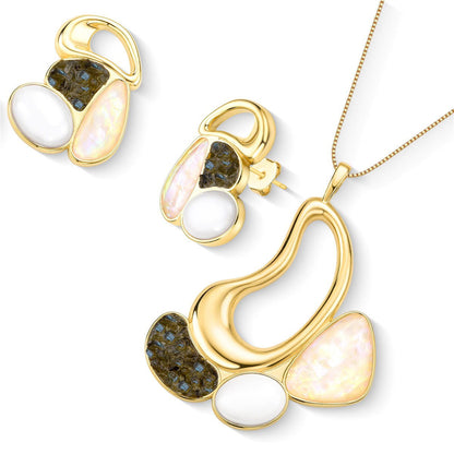 Conjunto Possebon Folheado a Ouro - Pedra Natural