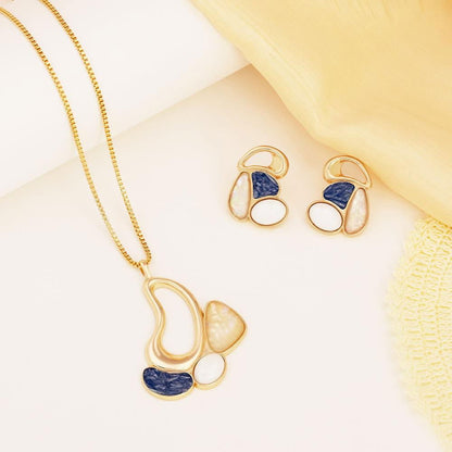 Conjunto Possebon Folheado a Ouro - Pedra Natural