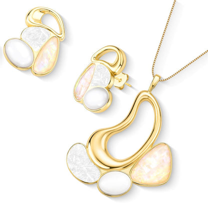 Conjunto Possebon Folheado a Ouro - Pedra Natural