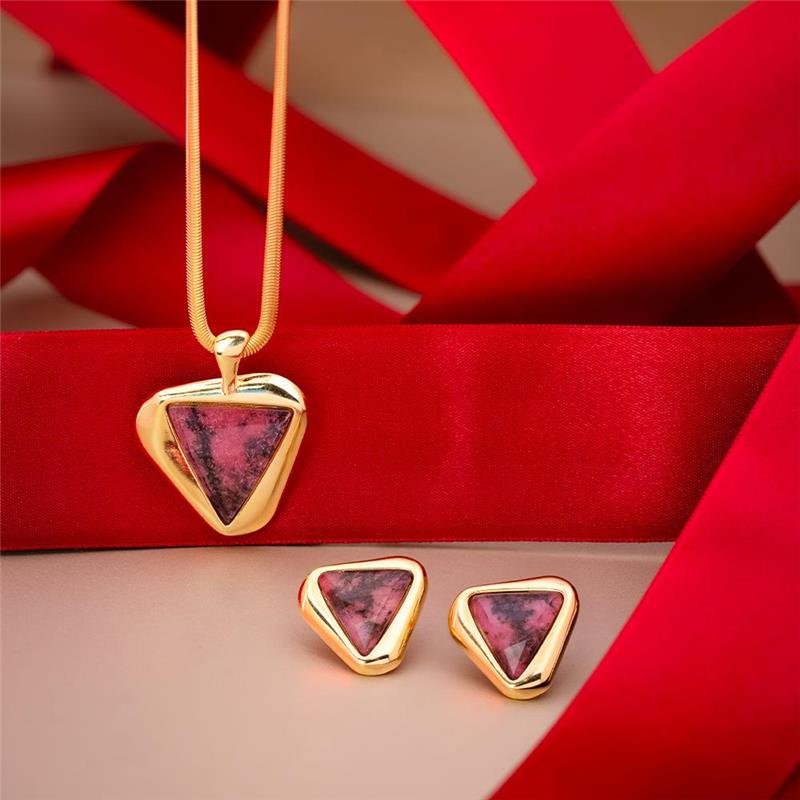 Conjunto Brilhato Pedras Naturais Brasileiras — Folheado a Ouro