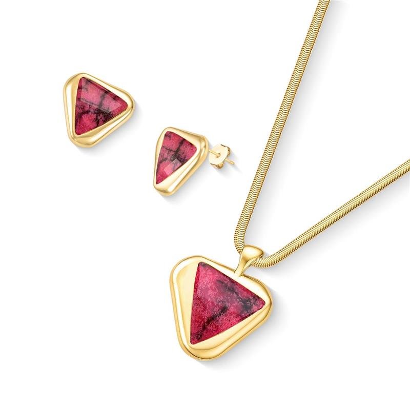 Conjunto Brilhato Pedras Naturais Brasileiras — Folheado a Ouro