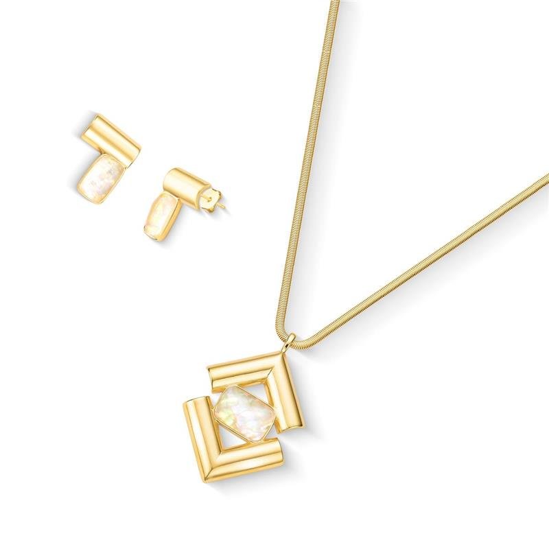 Conjunto Brilhato Pedras Naturais Brasileiras — Folheado a Ouro