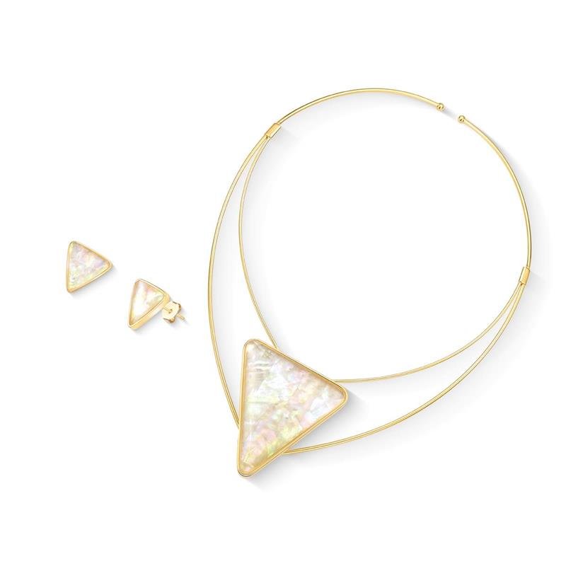 Conjunto Possebon Folheado a Ouro - Pedra Natural