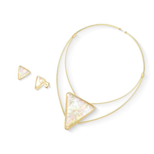 Conjunto Possebon Folheado a Ouro - Pedra Natural