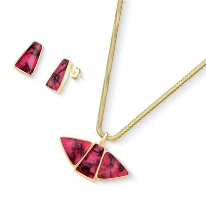 Conjunto Brilhato Pedras Naturais Brasileiras — Folheado a Ouro