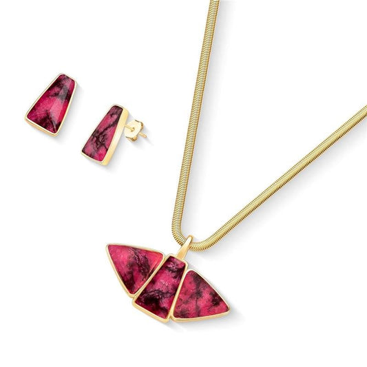 Conjunto Brilhato Pedras Naturais Brasileiras — Folheado a Ouro