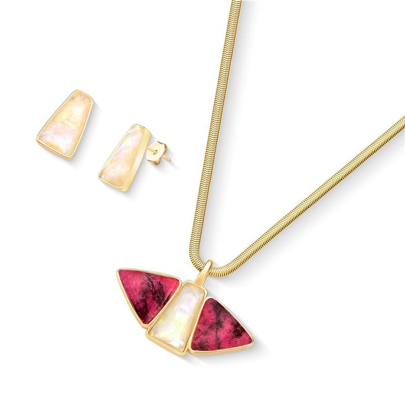 Conjunto Brilhato Pedras Naturais Brasileiras — Folheado a Ouro