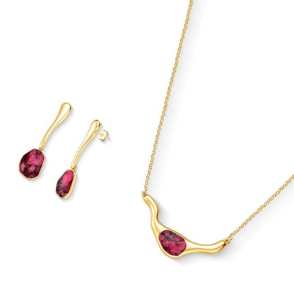 Conjunto Brilhato Pedras Naturais Brasileiras — Folheado a Ouro