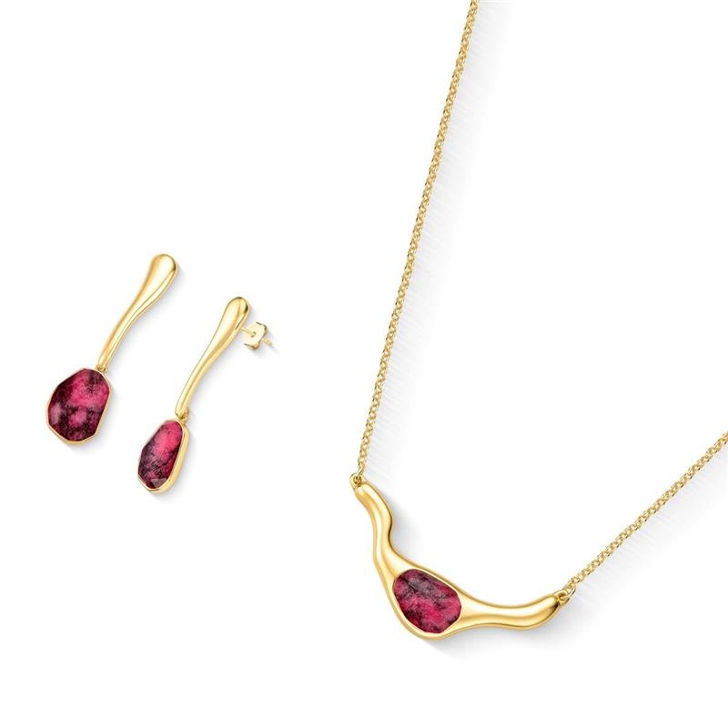 Conjunto Brilhato Pedras Naturais Brasileiras — Folheado a Ouro