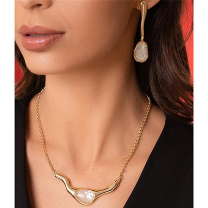 Conjunto Brilhato Pedras Naturais Brasileiras — Folheado a Ouro
