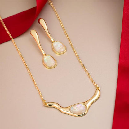 Conjunto Brilhato Pedras Naturais Brasileiras — Folheado a Ouro
