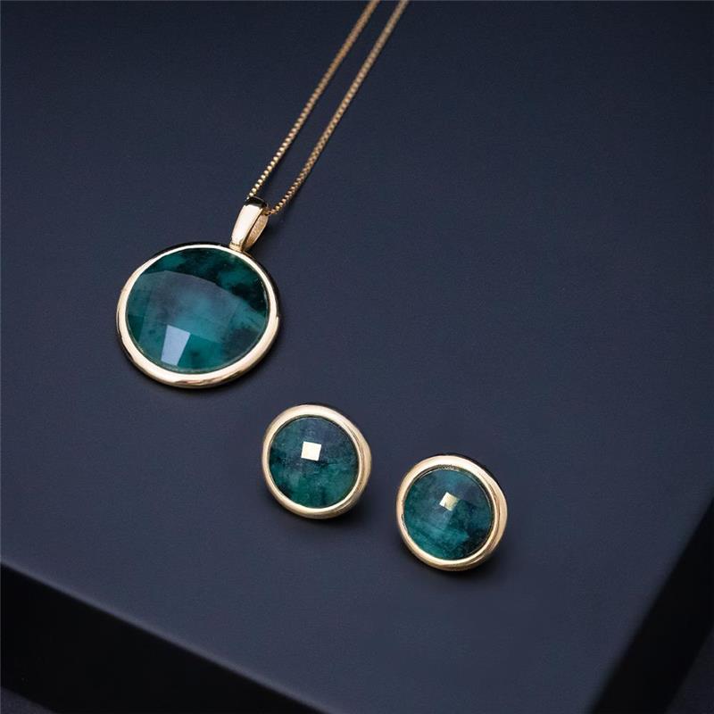 Conjunto Brilhato Pedras Naturais Brasileiras — Folheado a Ouro