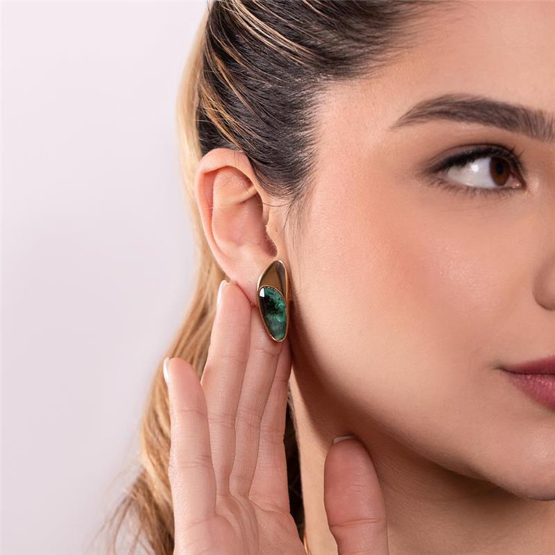 Conjunto Brilhato Pedras Naturais Brasileiras — Folheado a Ouro