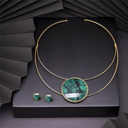 Conjunto Brilhato Pedras Naturais Brasileiras — Folheado a Ouro
