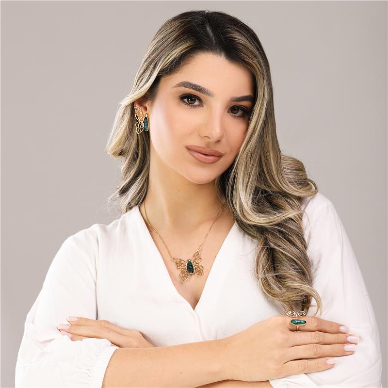 Conjunto Brilhato Pedras Naturais Brasileiras — Folheado a Ouro