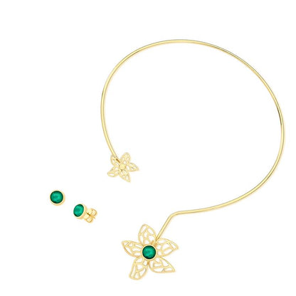 Conjunto Brilhato Pedras Naturais Brasileiras — Folheado a Ouro