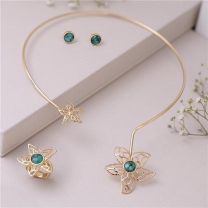 Conjunto Brilhato Pedras Naturais Brasileiras — Folheado a Ouro