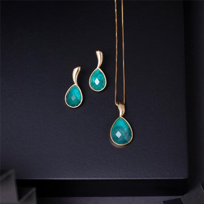 Conjunto Brilhato Pedras Naturais Brasileiras — Folheado a Ouro