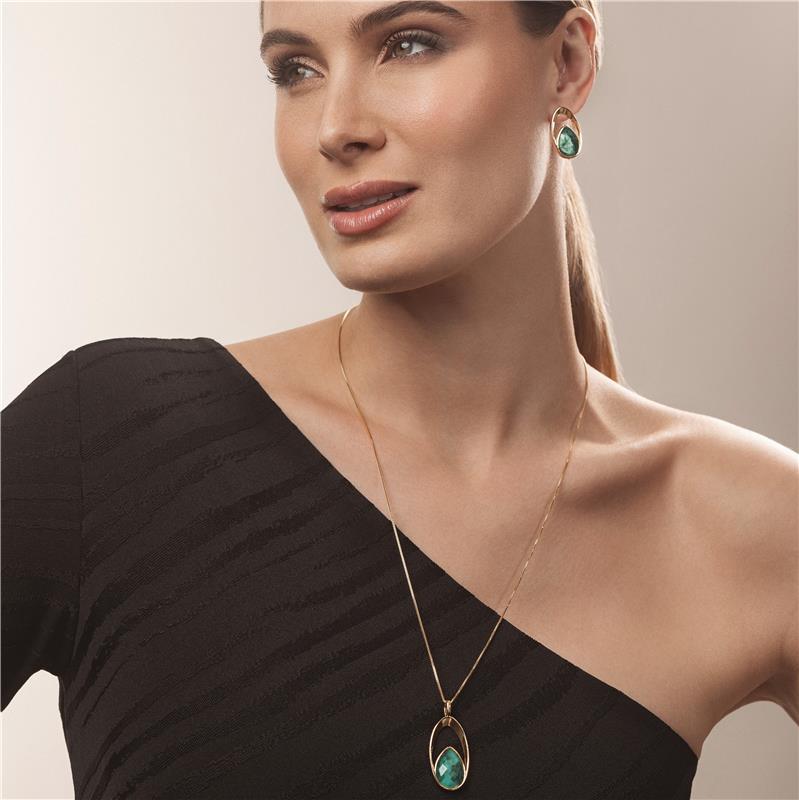 Conjunto Brilhato Pedras Naturais Brasileiras — Folheado a Ouro
