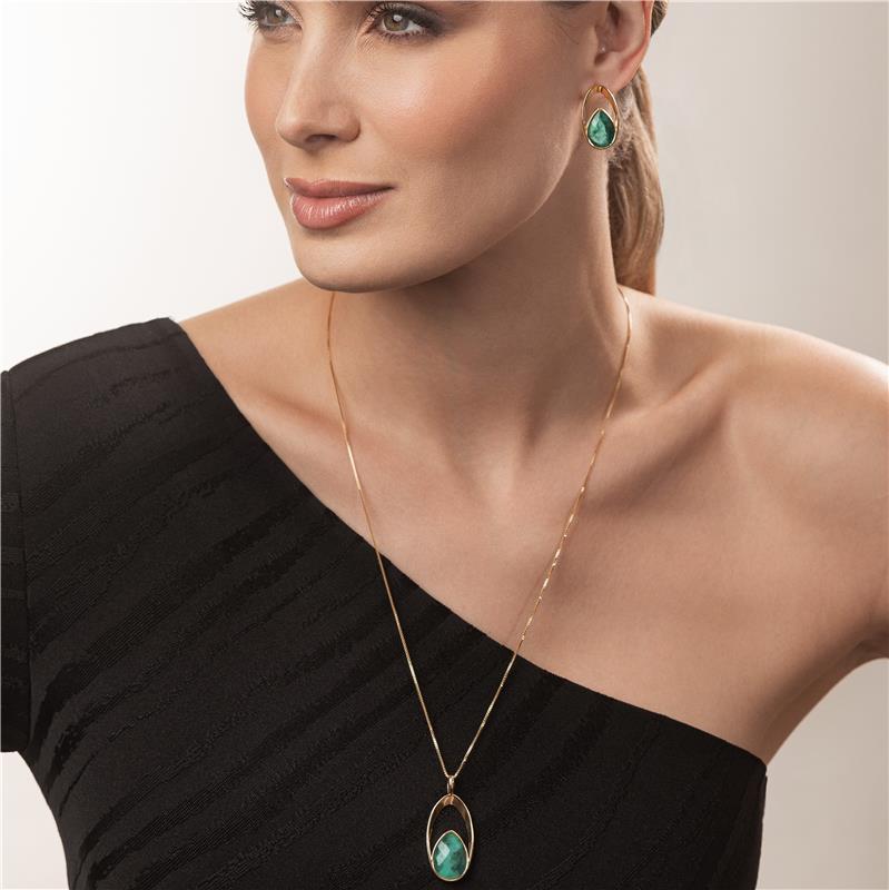Conjunto Brilhato Pedras Naturais Brasileiras — Folheado a Ouro